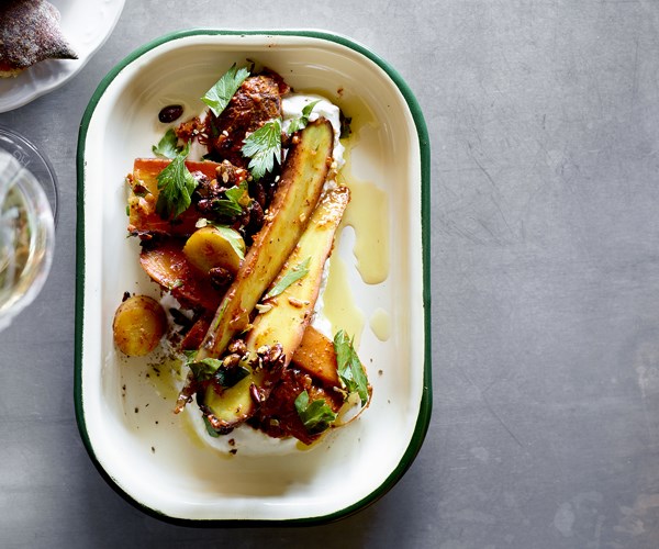 **[Roasted carrot salad, pepper sauce, olive oil and curd](https://www.gourmettraveller.com.au/recipes/chefs-recipes/roasted-carrot-salad-pepper-sauce-olive-oil-and-curd-16082|target="_blank")**