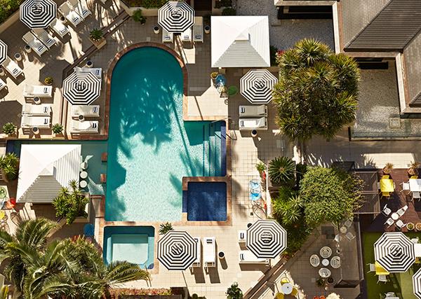 QT Gold Coast's outdoor pool and spa