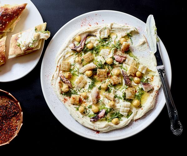 **[Hummus bi calamari](https://www.gourmettraveller.com.au/recipes/chefs-recipes/hummus-bi-calamari-16251|target="_blank")** 