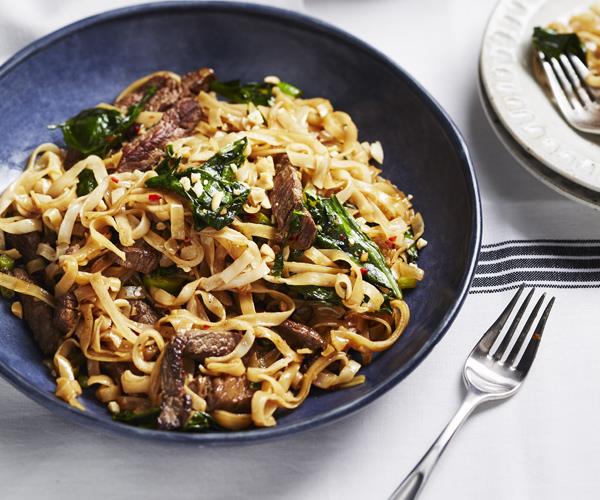 **[Stir-fried beef and gai lan with rice noodles](https://www.gourmettraveller.com.au/recipes/fast-recipes/stir-fried-beef-and-gai-lan-with-rice-noodles-16334|target="_blank")**
