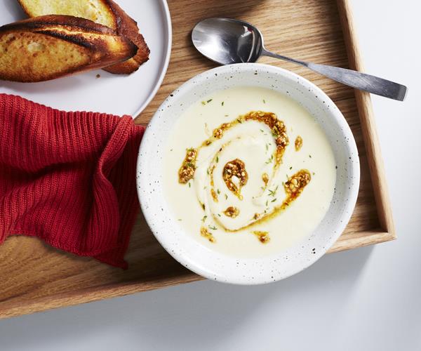 [**Parsnip soup with hazelnut and thyme butter**](https://www.gourmettraveller.com.au/recipes/fast-recipes/parsnip-soup-with-hazelnut-and-thyme-butter-16337|target="_blank")