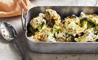 Broccoli cheese with anchovy and chilli crumbs