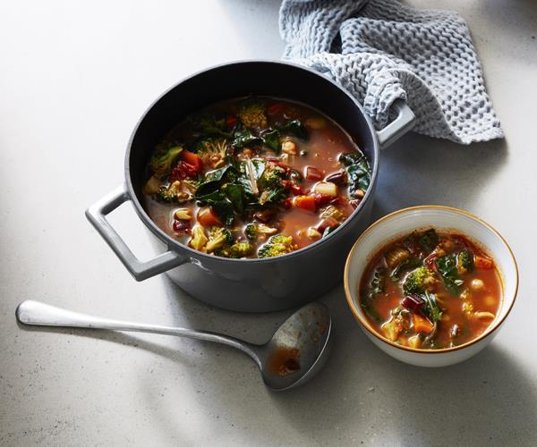 **[Minestrone with rainbow chard and quinoa](https://www.gourmettraveller.com.au/recipes/healthy-recipes/minestrone-with-rainbow-chard-and-quinoa-16381|target="_blank")**