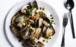 Clams in garlic brown butter