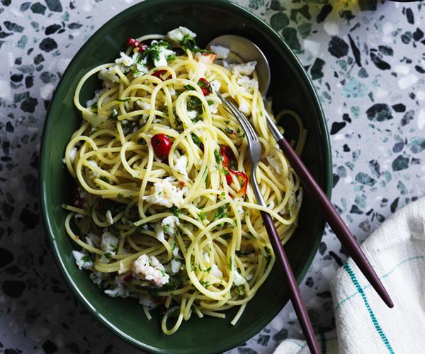 **[Spaghetti and spanner crab meat](https://www.gourmettraveller.com.au/recipes/fast-recipes/spaghetti-and-spanner-crab-meat-16480|target="_blank")**