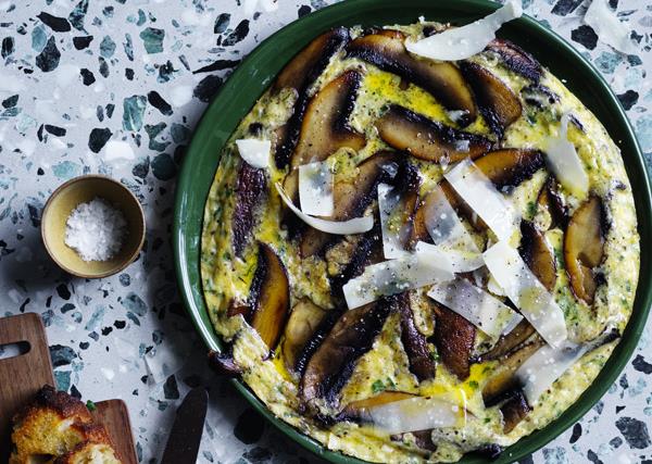Herb frittata with mushrooms