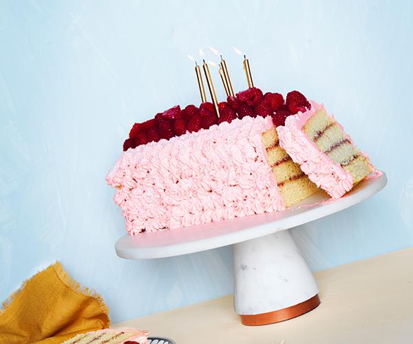 Raspberry and coconut layer cake