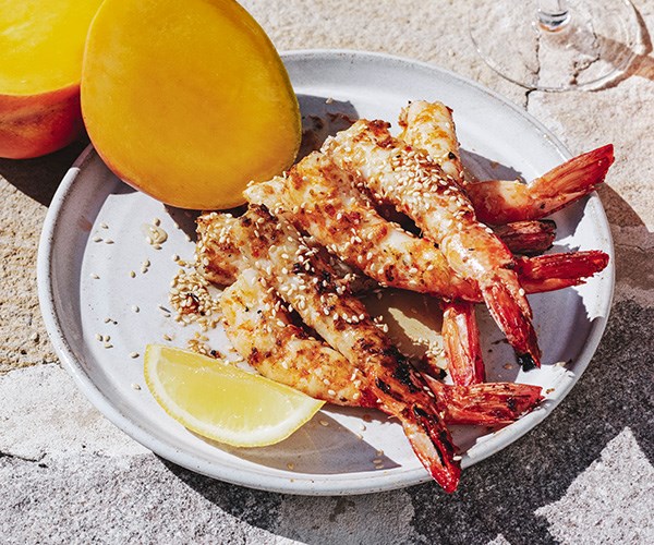 [**Barbecue prawns with honey, sesame and lemon**](https://www.gourmettraveller.com.au/recipes/fast-recipes/barbecued-prawns-with-honey-sesame-and-lemon-16879|target="_blank"|rel="nofollow")

Honey, sesame, and salt flakes come together in an addictive coating that works wonders for the classic barbecued prawn. Begin this recipe a day ahead to give the prawns ample marinating time.