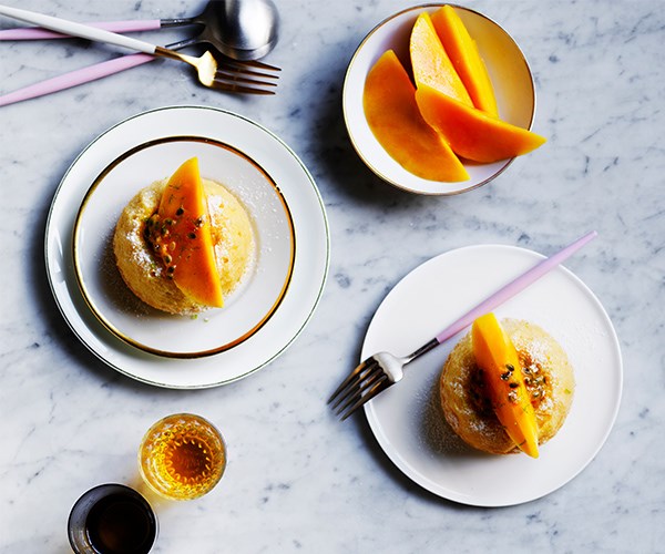 **[Coconut bundts with mango, passionfruit and lime](https://www.gourmettraveller.com.au/recipes/chefs-recipes/coconut-bundt-cake-16885|target="_blank"|rel="nofollow")**