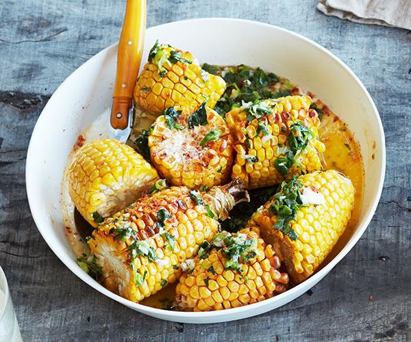 **[Barbecued corn with herb butter and chipotle salt](https://www.gourmettraveller.com.au/recipes/browse-all/barbecued-corn-herb-butter-16958|target="_blank")**