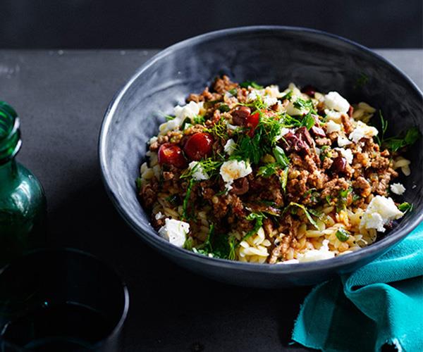 Lamb with orzo and olives recipe