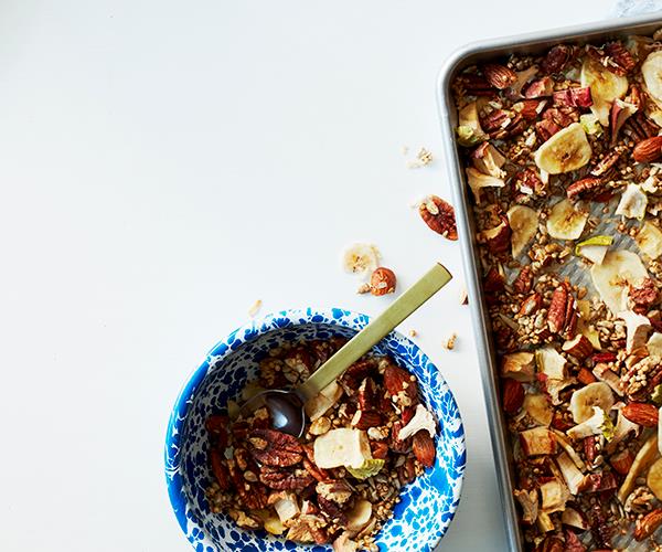 [Apple and pecan quinoa granola](https://www.gourmettraveller.com.au/recipes/healthy-recipes/granola-apple-pecan-quinoa-17045|target="_blank")