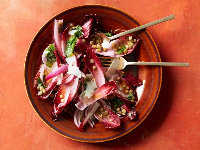 **[Insalata of bitter leaves, lentils, onion and pecorino](https://www.gourmettraveller.com.au/recipes/fast-recipes/lentil-salad-witlof-17254|target="_blank")**