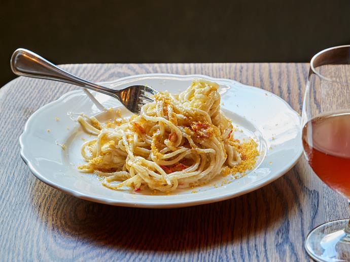 [**Spaghetti con bottarga**](https://www.gourmettraveller.com.au/recipes/chefs-recipes/spaghetti-bottarga-17267|target="_blank")


"This is a pretty classic version of this spaghetti dish," says Daniel Pepperell. "Make sure to get the best spaghetti and bottarga you can find."