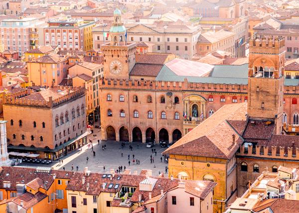 An aerial view of Bologna.