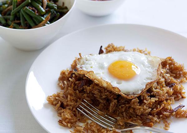 Indonesian fried rice with snake bean relish