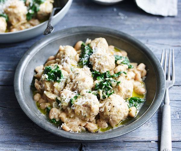 Braised white beans with chicken and parmesan recipe | Gourmet ...