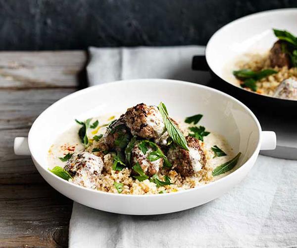 [**Lamb meatballs with burghul yoghurt and mint**](https://www.gourmettraveller.com.au/recipes/fast-recipes/lamb-meatballs-with-burghul-yoghurt-and-mint-13709|target="_blank")
