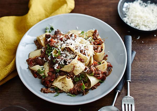 Massi's pappardelle with osso buco ragù