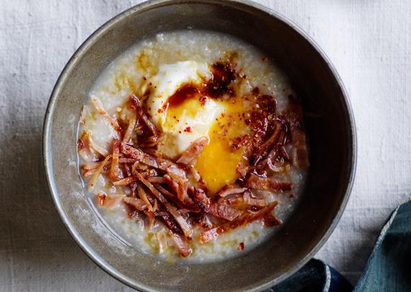 Bacon and egg congee