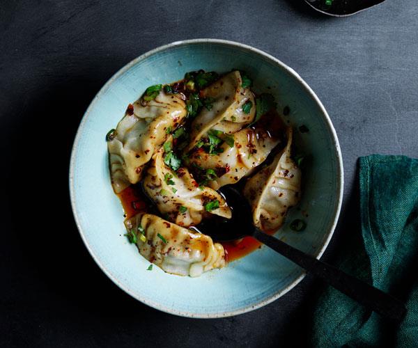 Spicy Sichuan-style lamb dumplings with chilli oil