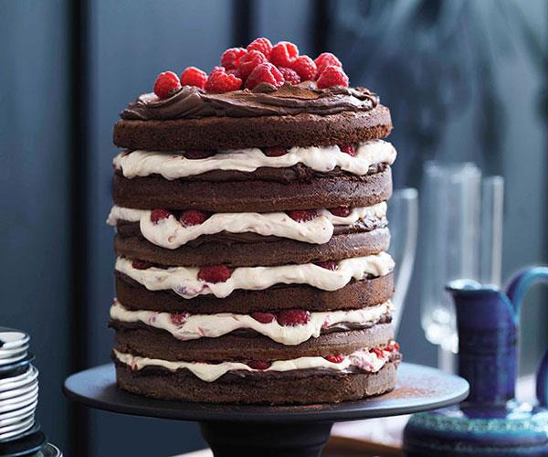 Chocolate raspberry layer cake