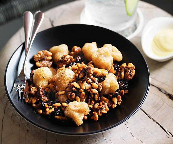 **[Stokehouse's candied walnuts, fried spiced cauliflower, currants and pine nuts](https://www.gourmettraveller.com.au/recipes/chefs-recipes/stokehouse-candied-walnuts-fried-spiced-cauliflower-currants-and-pine-nuts-7820|target="_blank")**
