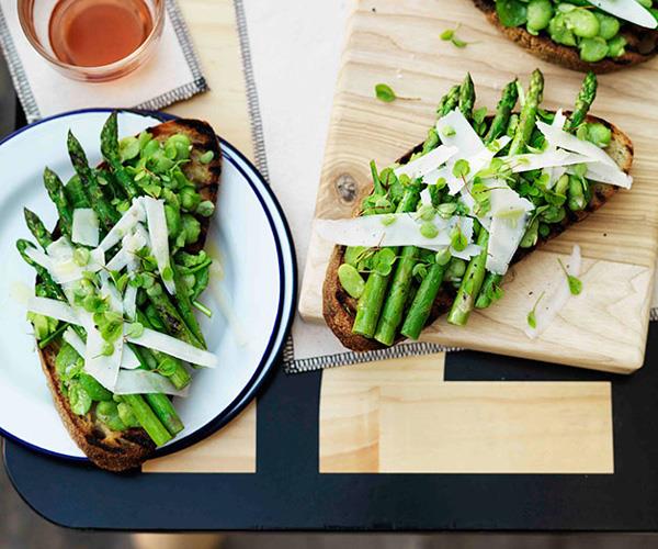 **[Mike McEnearney's crushed broad bean, grilled asparagus, pecorino and sorrel tartine](https://www.gourmettraveller.com.au/recipes/browse-all/crushed-broad-bean-grilled-asparagus-pecorino-and-sorrel-tartine-11260|target="_blank")**