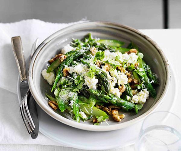**[Warm asparagus salad with walnuts, Parmesan, lemon and olive oil](https://www.gourmettraveller.com.au/recipes/browse-all/warm-asparagus-salad-with-walnuts-parmesan-lemon-and-olive-oil-11612|target="_blank")**