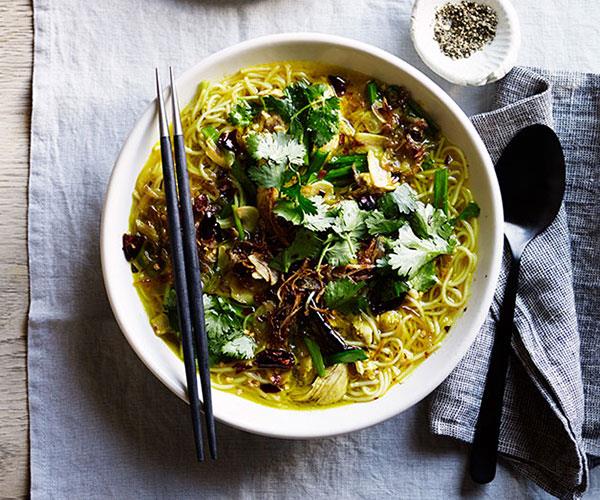 [**Fragrant chicken noodle soup with turmeric, ginger and chilli**](https://www.gourmettraveller.com.au/recipes/browse-all/fragrant-chicken-noodle-soup-12295|target="_blank")