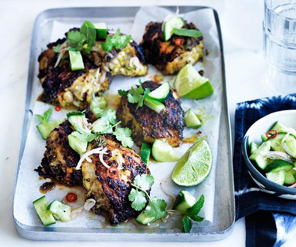**[Turmeric chicken with cucumber salad](https://www.gourmettraveller.com.au/recipes/fast-recipes/turmeric-chicken-with-cucumber-salad-13796|target="_blank")**