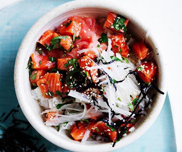 **[Trout and daikon rice bowl](https://www.gourmettraveller.com.au/recipes/fast-recipes/trout-rice-bowl-16912|target="_blank")**