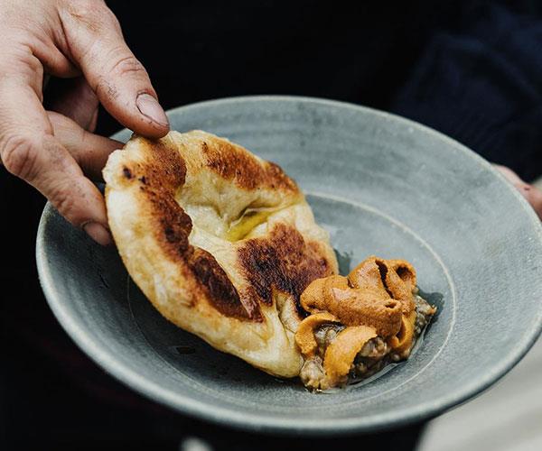 **[Analiese Gregory's flatbread with miso eggplant and urchin](https://www.gourmettraveller.com.au/recipes/chefs-recipes/flatbread-miso-eggplant-sea-urchin-17486|target="_blank")**