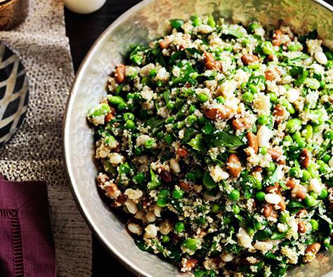 Tabbouleh of spring beans, seeds and nuts