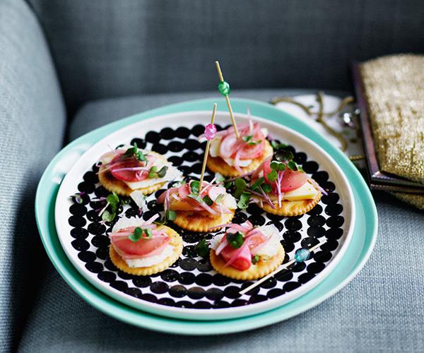 **[Crackers with cheddar and radish pickles](https://www.gourmettraveller.com.au/recipes/browse-all/crackers-with-cheddar-and-pickles-12625|target="_blank")**