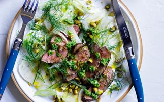Lamb with fennel, salsa verde and preserved lemon