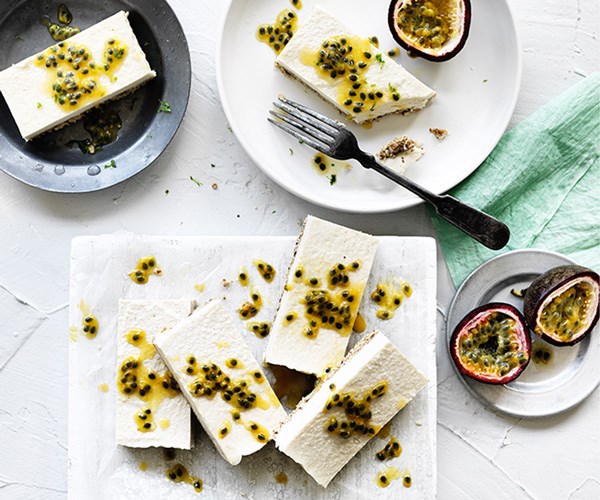 **[Gluten-free passionfruit coconut slice](https://www.gourmettraveller.com.au/recipes/browse-all/passionfruit-coconut-slice-12713|target="_blank"|rel="nofollow")**