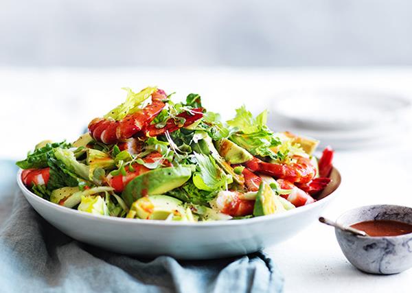 Prawn and avocado salad with spiced tomato dressing
