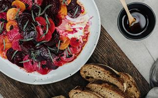 Roasted beetroot with bottarga and crème fraîche