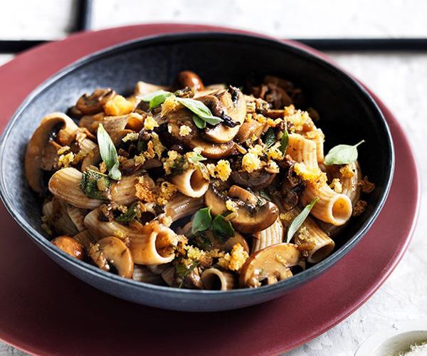 [**Rigatoni with mushrooms pecorino and herb crumbs**](https://www.gourmettraveller.com.au/recipes/fast-recipes/rigatoni-with-mushrooms-pecorino-and-herb-crumbs-13706|target="_blank")
