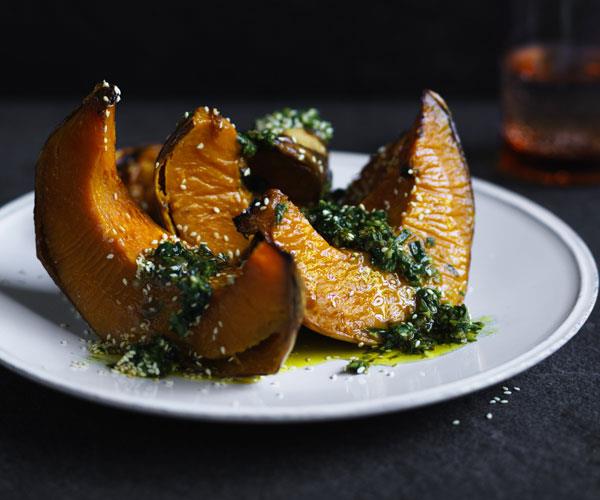 **[Roasted pumpkin with zhoug](https://www.gourmettraveller.com.au/recipes/fast-recipes/roasted-pumpkin-with-zhoug-16214|target="_blank")**