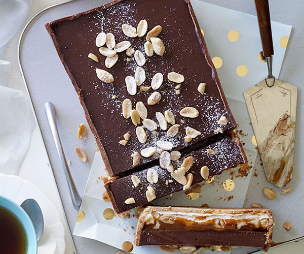 **[Nougat, salted peanut caramel and milk chocolate tart](https://www.gourmettraveller.com.au/recipes/browse-all/nougat-salted-peanut-caramel-and-milk-chocolate-tart-11939|target="_blank"|rel="nofollow")**