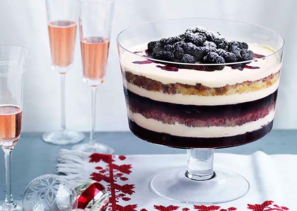 Dark berry trifle