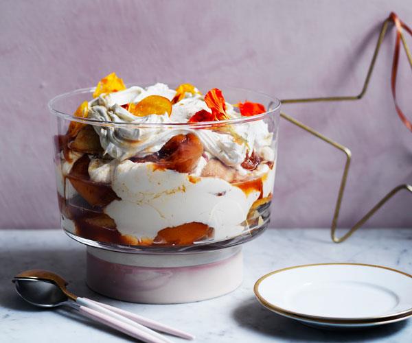 **[Flour and Stone's trifle with madeleines, lemon curd and peaches](https://www.gourmettraveller.com.au/recipes/chefs-recipes/trifle-with-madeleines-lemon-curd-and-peaches-16767|target="_blank")**