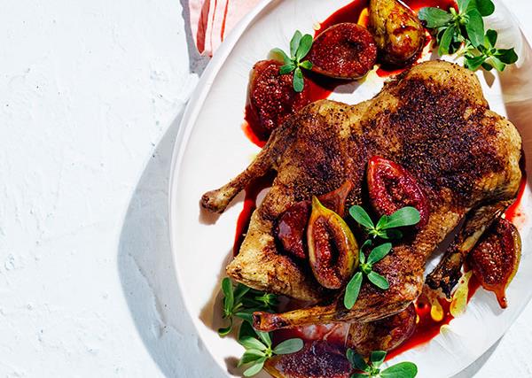 Spice-roasted duck with figs