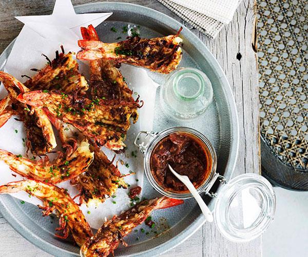 **[Barbecue prawns with tomato-barbecue sauce](https://www.gourmettraveller.com.au/recipes/browse-all/barbecue-prawns-10920|target="_blank")**