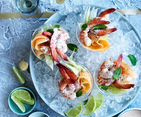 **[Rockmelon, lime and poppy-seed prawn cocktails](https://www.gourmettraveller.com.au/recipes/browse-all/rockmelon-lime-and-poppy-seed-prawn-cocktails-12651|target="_blank")**