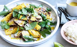 Grilled pork with pineapple and curry vinaigrette