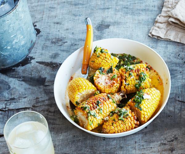 **[Corn with herb butter and chipotle salt](https://www.gourmettraveller.com.au/recipes/browse-all/barbecued-corn-herb-butter-16958|target="_blank")**