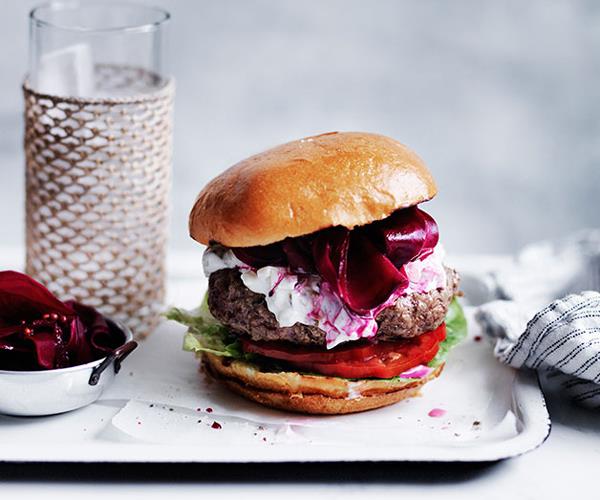 **[Burgers with pickled beetroot](https://www.gourmettraveller.com.au/recipes/fast-recipes/burgers-with-pickled-beetroot-13675|target="_blank"|rel="nofollow")**